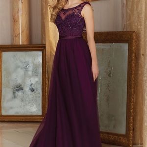 Black Morilee 156 Tulle Beaded CowlBack Gown 16/12